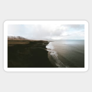 Moody black sand beach in Iceland - Landscape Photography Sticker